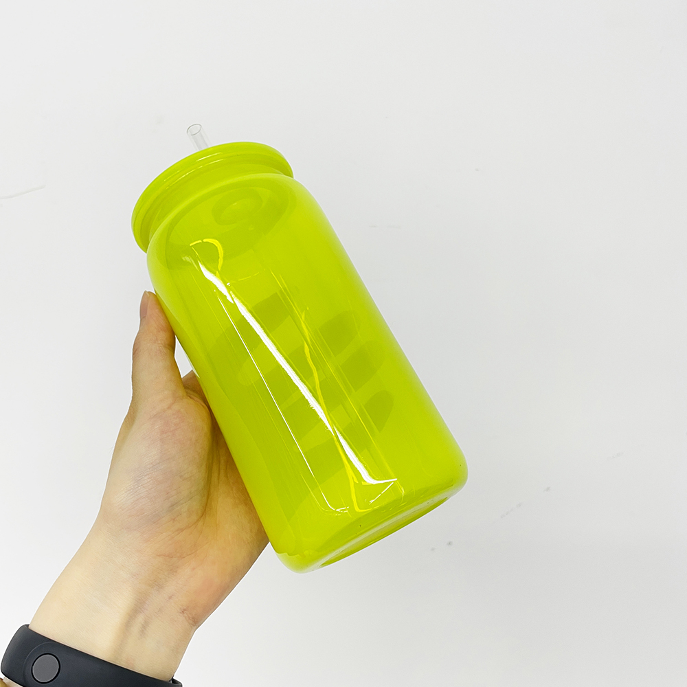 Alwin USA RTS 25/50 Pack 16oz Neon Colors Plastic Libby CansPC UVDTF Cups With Colored Plastic Lids And PlasticStraws
