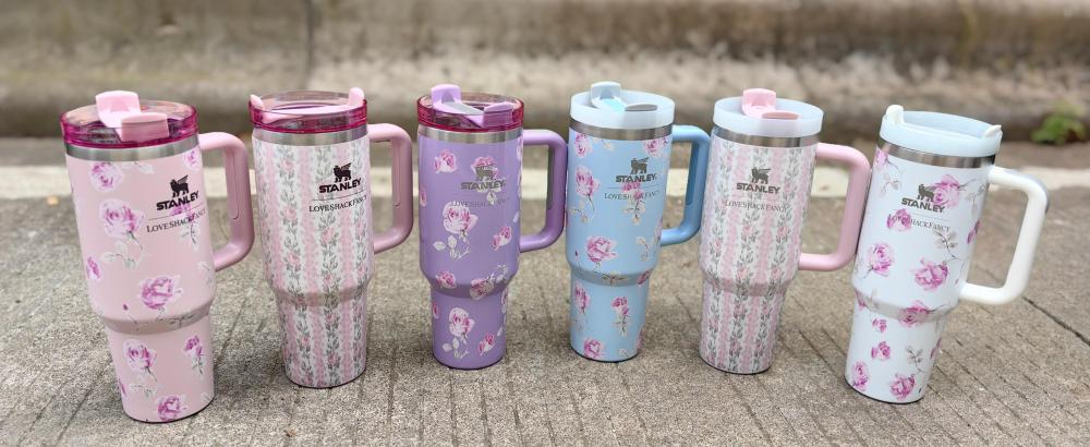 Alwin China RTS New 40oz Stanley Flower Mixed Color with Handle Sea Shipping