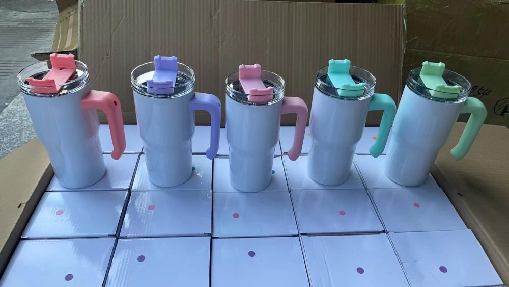Alwin China RTS NEW 20oz Sublimation Kids Tumblers with Colored Handle HOT Sale