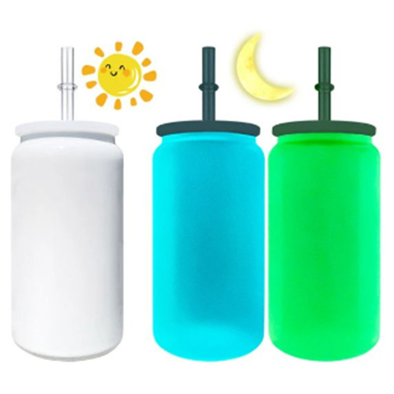 Alwin China RTS 16oz Stainless Steel Sublimation Glow in the Dark Blue Green Tumbler for Halloween