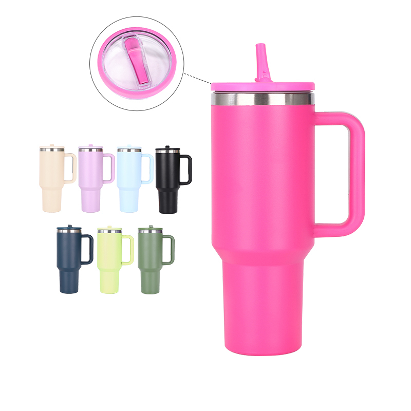 Alwin China RTS 40oz Quencher Powder Coated Travel Mug Stainless Steel Tumbler with Straw Lids Leak Proof