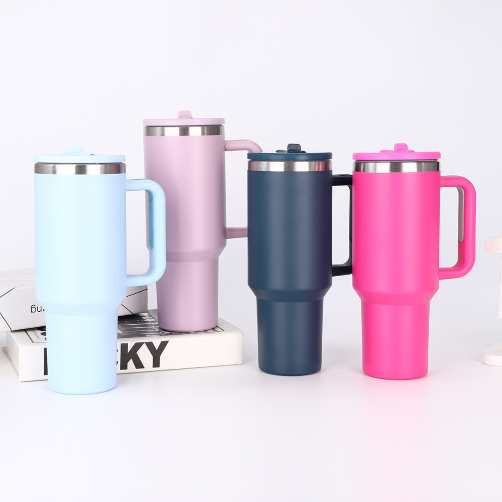 Alwin China RTS 40oz Quencher Powder Coated Travel Mug Stainless Steel Tumbler with Straw Lids Leak Proof