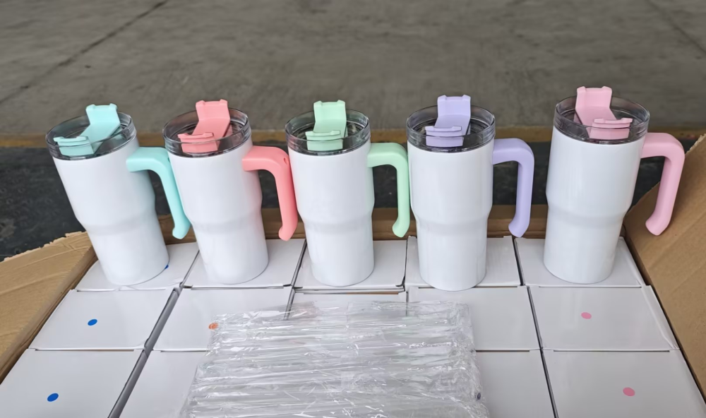 Alwin China RTS NEW 20oz Sublimation Kids Tumblers with Colored Handle HOT Sale