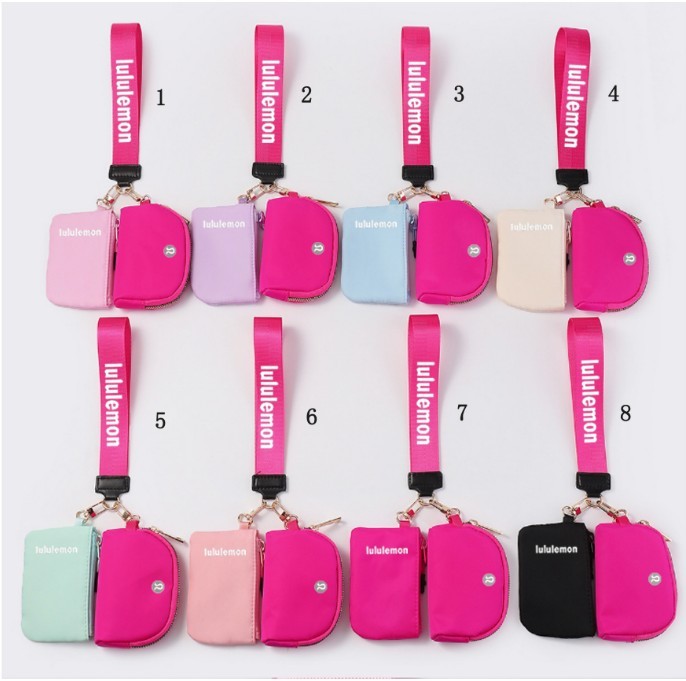 Alwin China RTS Lulu Lemon wallets Keychain bag Mxied Color Air Shipping