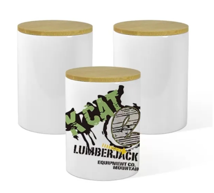 Alwin USA Warehouse RTS 11oz 15oz Sublimation Ceramic Candle Jar with Bamboo Lids 36pcs