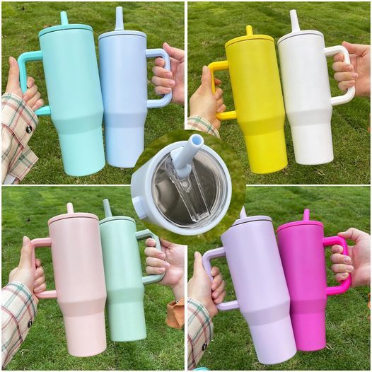 Alwin USA RTS 40 oz Macaron Color Leak Proof Lids with Straw mixed color