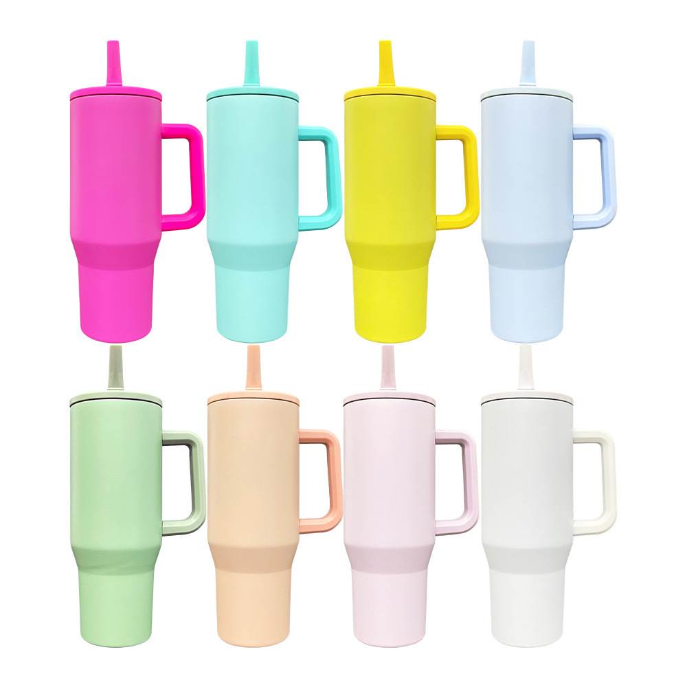 Alwin USA RTS 40 oz Macaron Color Leak Proof Lids with Straw mixed color