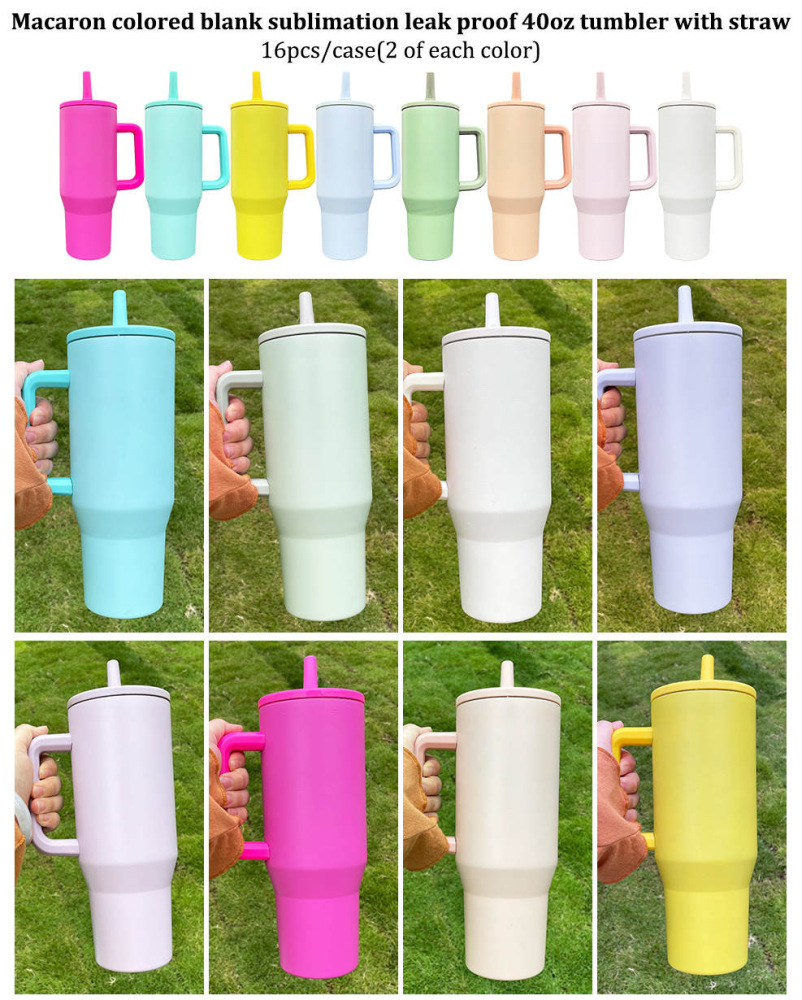 Alwin USA RTS 40 oz Macaron Color Leak Proof Lids with Straw mixed color