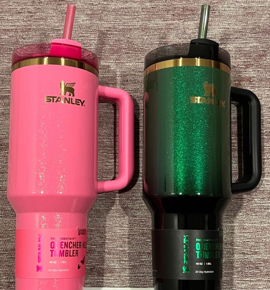 Alwin China RTS New Style 40oz Stanley Bling Glitter Pink Green Wicked with Handle and Lable