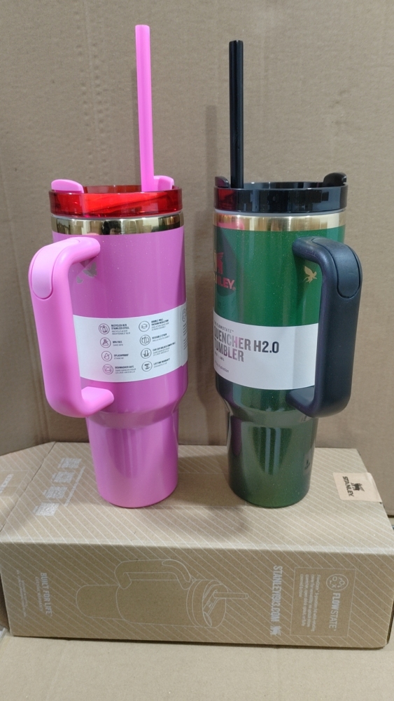 Alwin China RTS New Style 40oz Stanley Bling Glitter Pink Green Wicked with Handle and Lable
