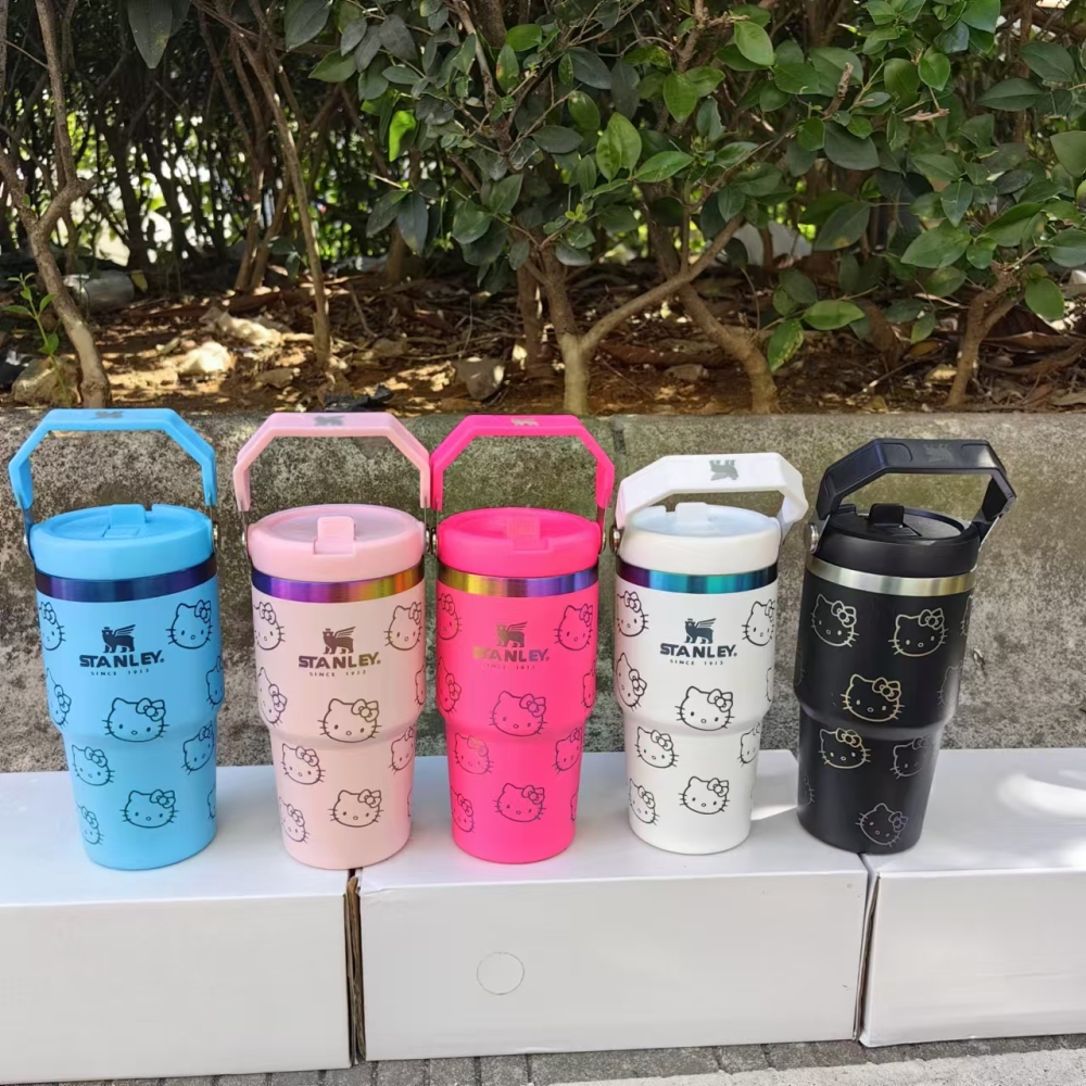 Alwin China RTS Hot Sale 20oz 30oz Hello Kitty Stitch Stanley Stainless Steel Mug With Poetable Handle Best Seller