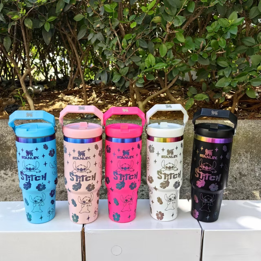 Alwin China RTS Hot Sale 20oz 30oz Hello Kitty Stitch Stanley Stainless Steel Mug With Poetable Handle Best Seller