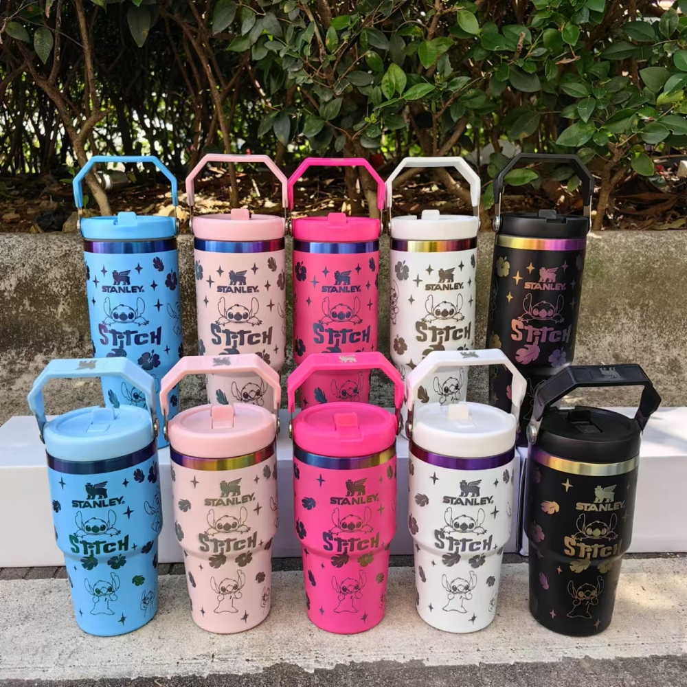 Alwin China RTS Hot Sale 20oz 30oz Hello Kitty Stitch Stanley Stainless Steel Mug With Poetable Handle Best Seller
