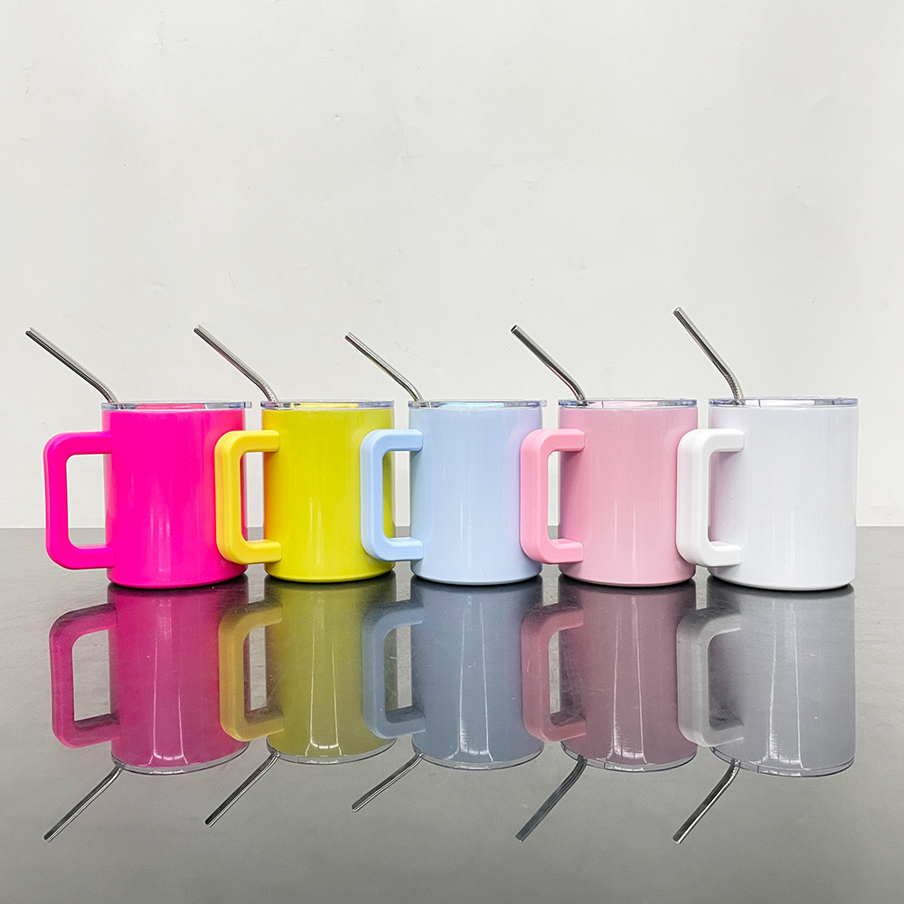 Alwin China RTS Macaron Sublimation 10oz Coffee Mugs with Removable Handle Mixed Color