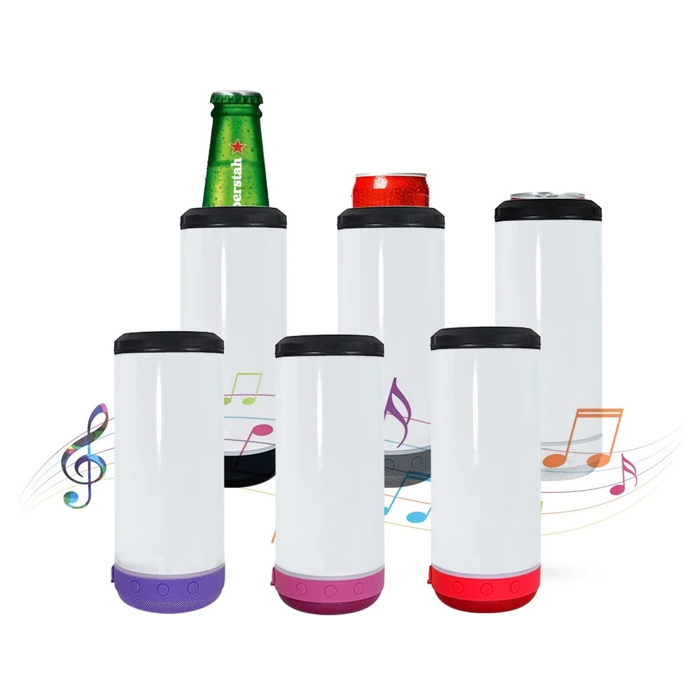 Alwin RTS USA Warehouse 16oz 4 in 1 sublimation can cooler with speaker/bluetooth music tumbler Mixed Color