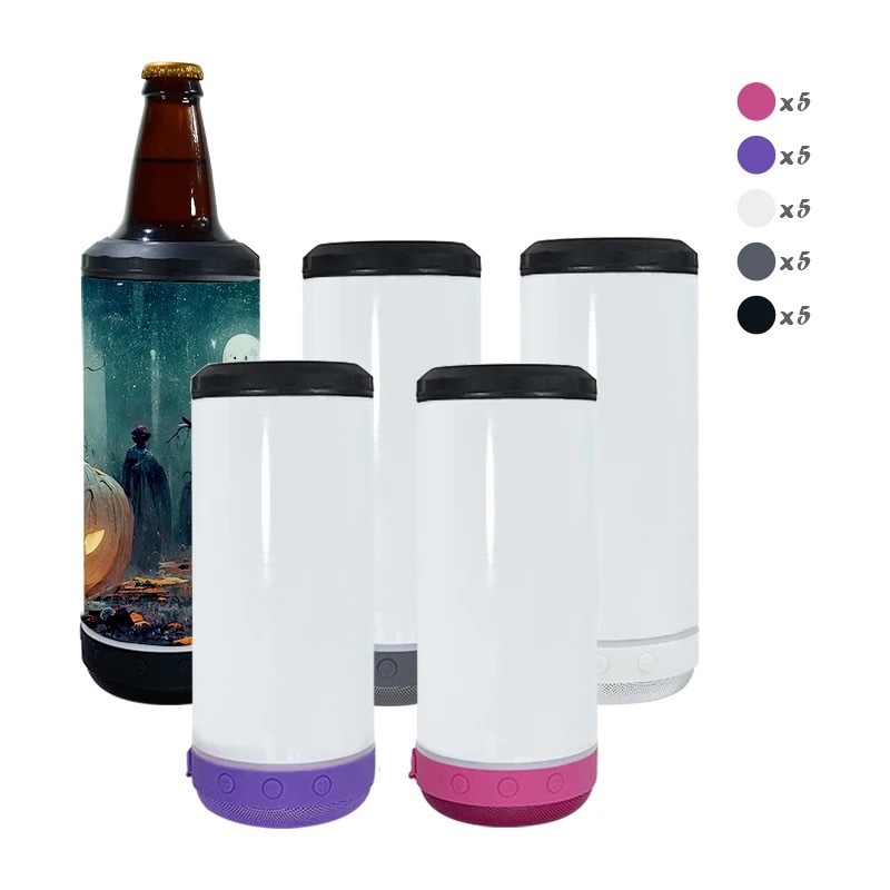 Alwin RTS USA Warehouse 16oz 4 in 1 sublimation can cooler with speaker/bluetooth music tumbler Mixed Color