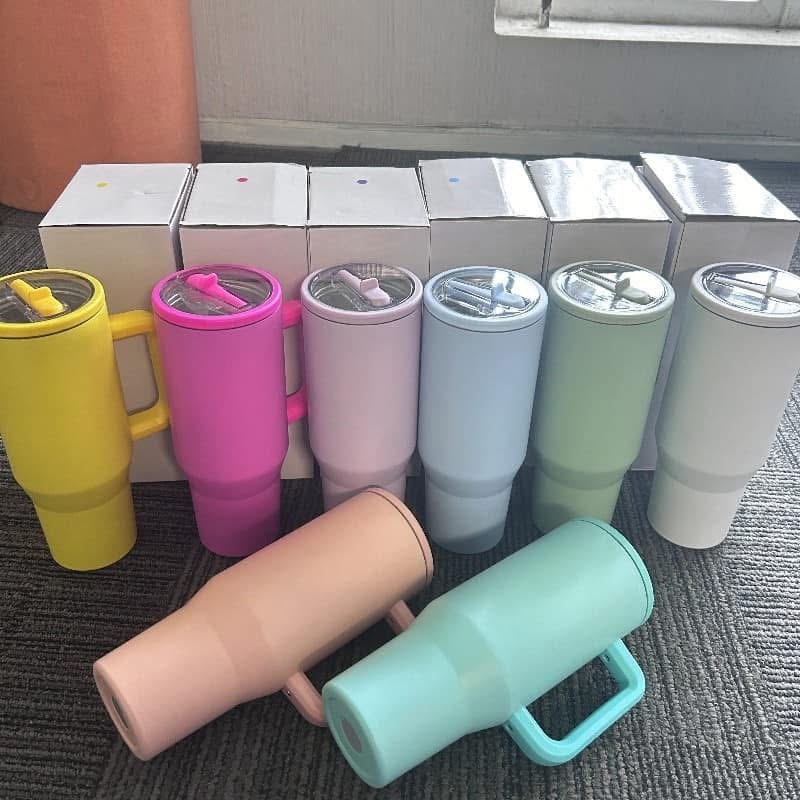 Alwin USA RTS 40 oz Macaron Color Leak Proof Lids with Straw mixed color