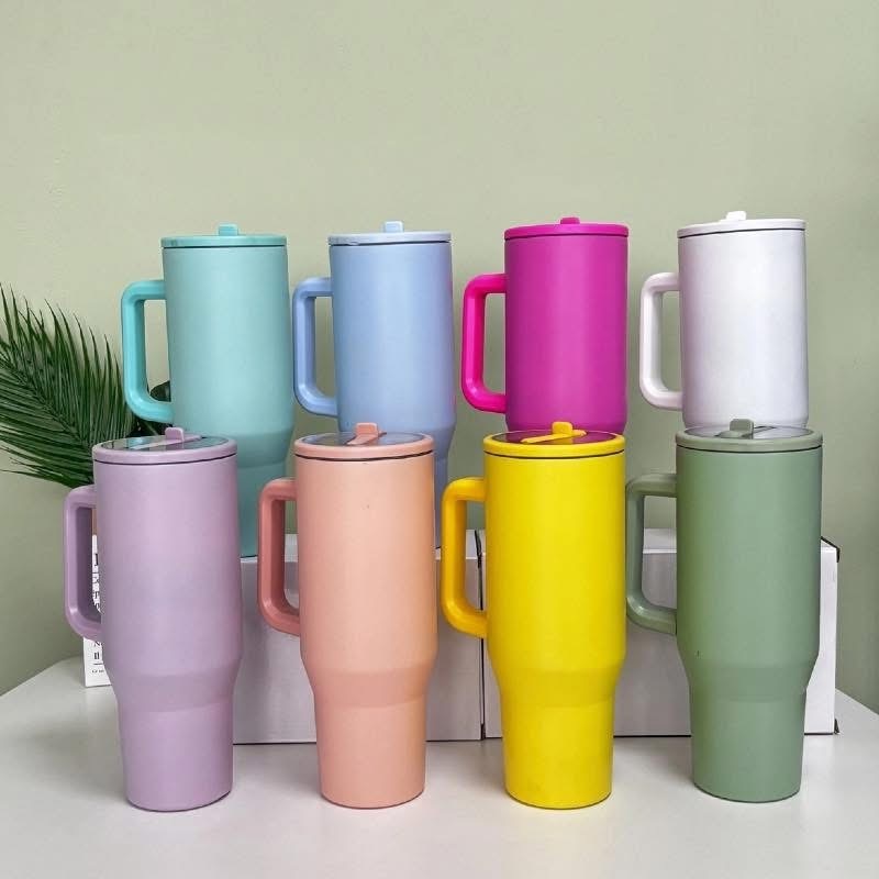 Alwin USA RTS 40 oz Macaron Color Leak Proof Lids with Straw mixed color