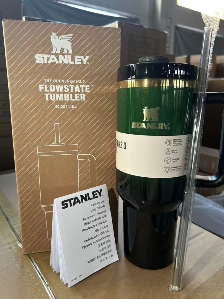 Alwin China RTS New Style 40oz Stanley Bling Glitter Pink Green Wicked with Handle and Lable