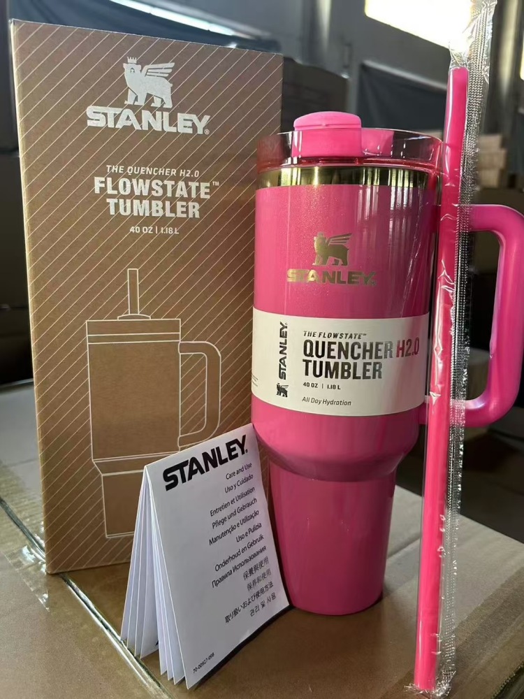 Alwin China RTS New Style 40oz Stanley Bling Glitter Pink Green Wicked with Handle and Lable
