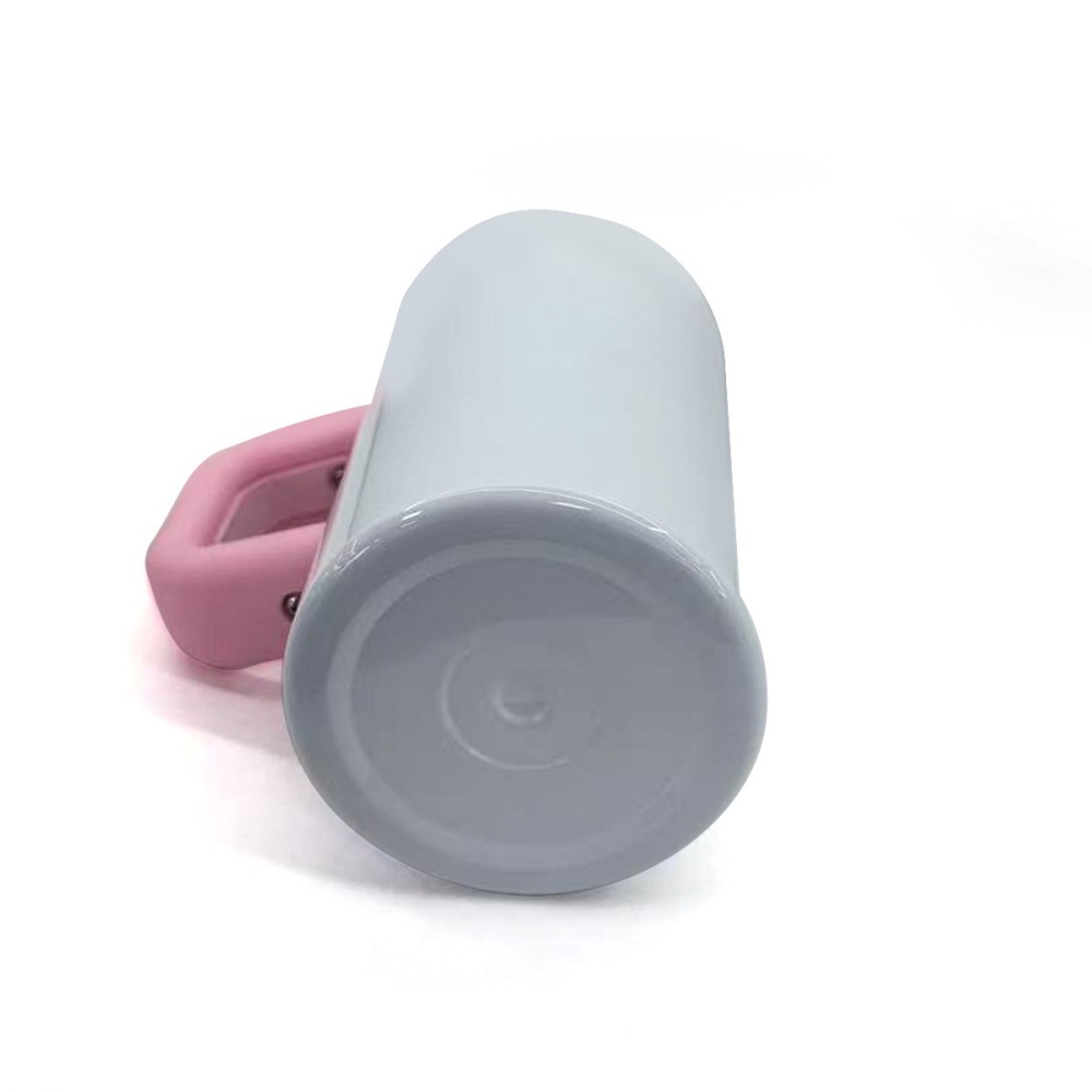 Alwin USA RTS 16oz Stainless Steel White Subliamtion mug with Color Hanldle Lids Straw New Arrival