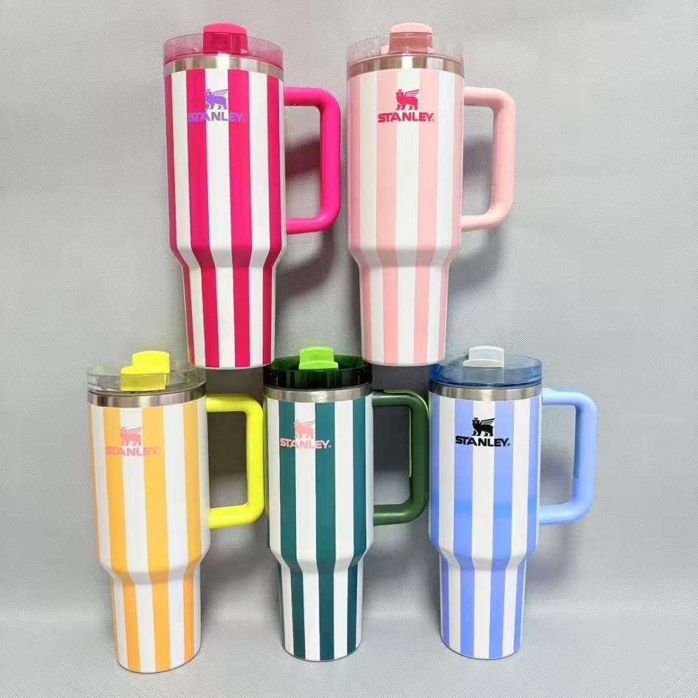 Alwin China RTS New Hot Sale 40oz Stanley Stripe Mug with Logo and Brown box Mixed Color