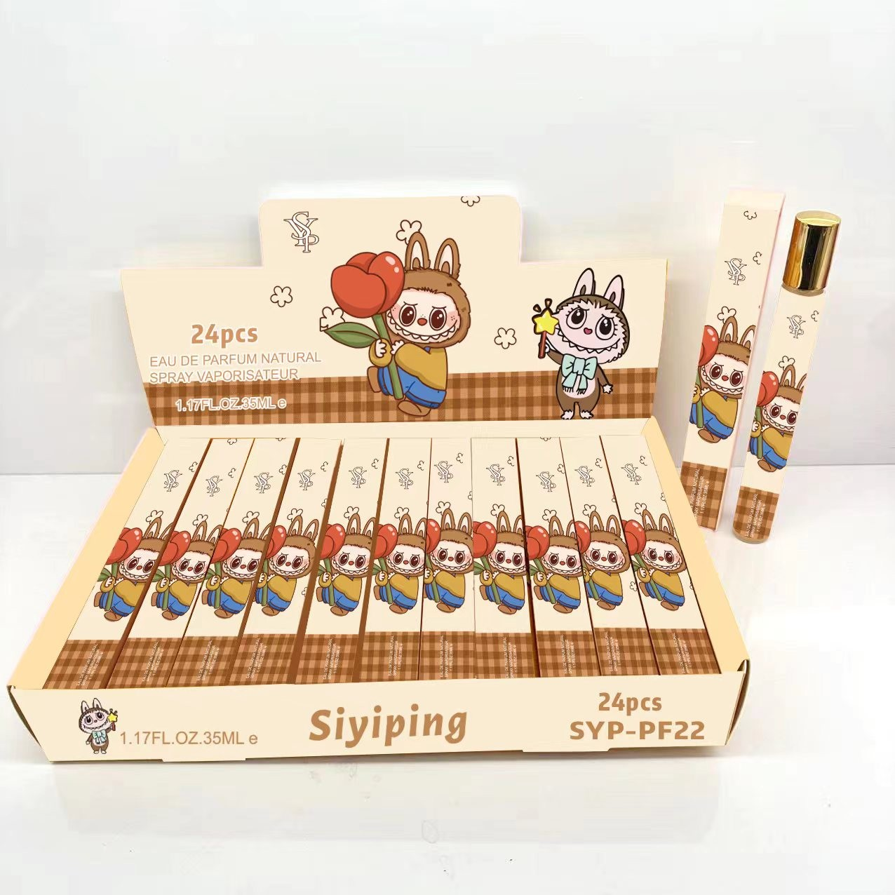 Alwin China RTS Perfume Hellokitty Stitch Labubu Cartoon Perfume Spray 24pcs/box