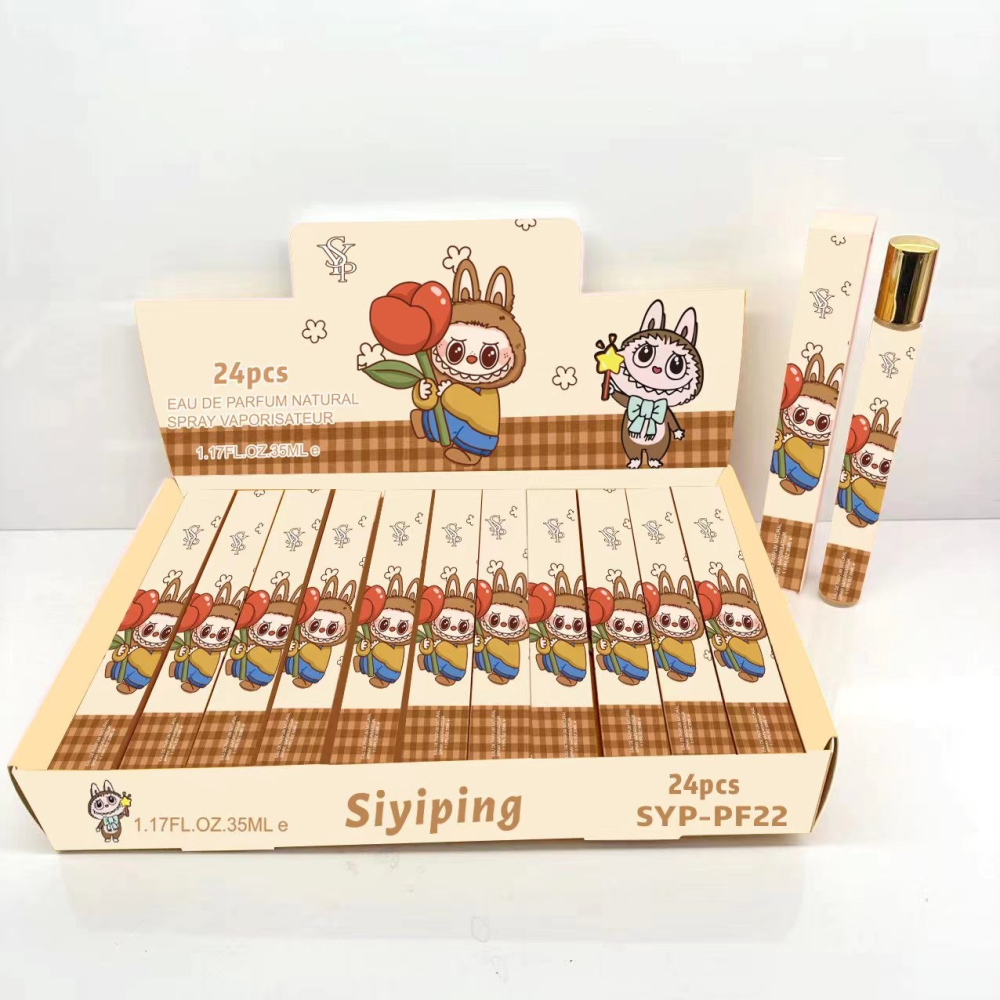 Alwin China RTS Perfume Hellokitty Stitch Labubu Cartoon Perfume Spray 24pcs/box