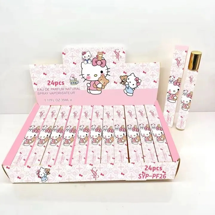 Alwin China RTS Perfume Hellokitty Stitch Labubu Cartoon Perfume Spray 24pcs/box