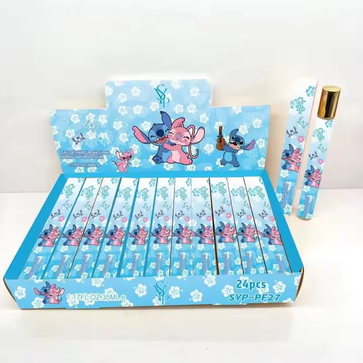 Alwin China RTS Perfume Hellokitty Stitch Labubu Cartoon Perfume Spray 24pcs/box