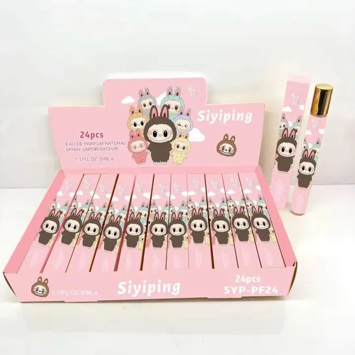 Alwin China RTS Perfume Hellokitty Stitch Labubu Cartoon Perfume Spray 24pcs/box