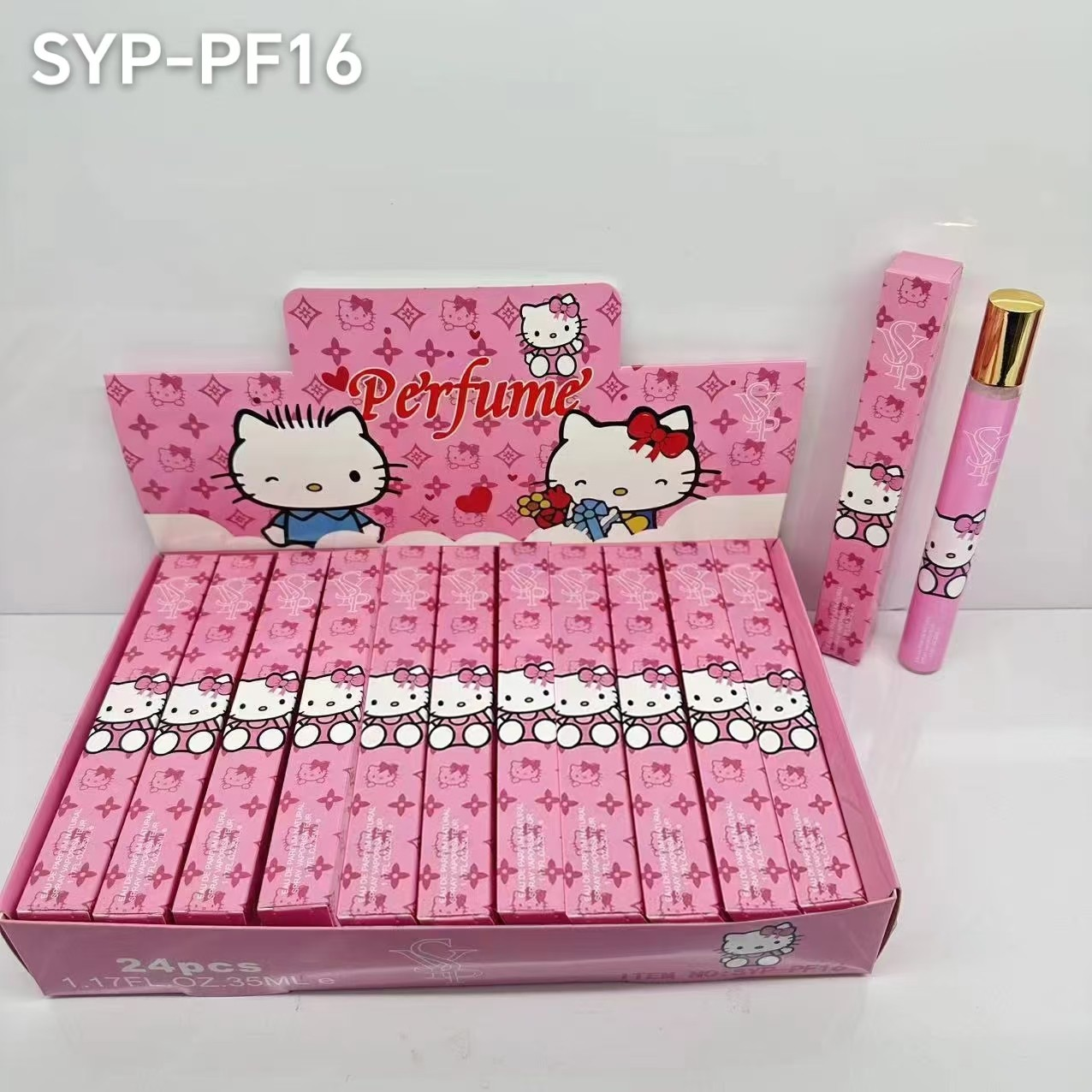 Alwin China RTS Perfume Hellokitty Stitch Labubu Cartoon Perfume Spray 24pcs/box