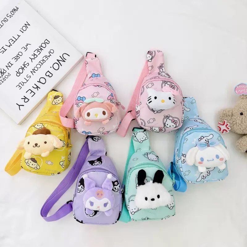 Alwin China RTS Cute Sanrio Cartoon Labubu Kids Crossbody Bags Stitch Kuromi Kapibar Hot Sale