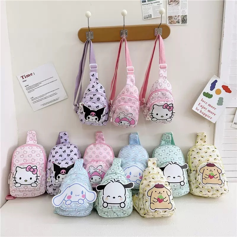 Alwin China RTS Cute Sanrio Cartoon Labubu Kids Crossbody Bags Stitch Kuromi Kapibar Hot Sale