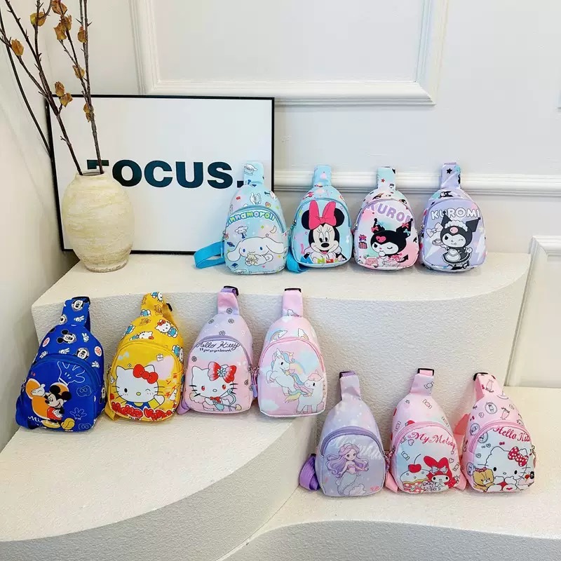Alwin China RTS Cute Sanrio Cartoon Labubu Kids Crossbody Bags Stitch Kuromi Kapibar Hot Sale