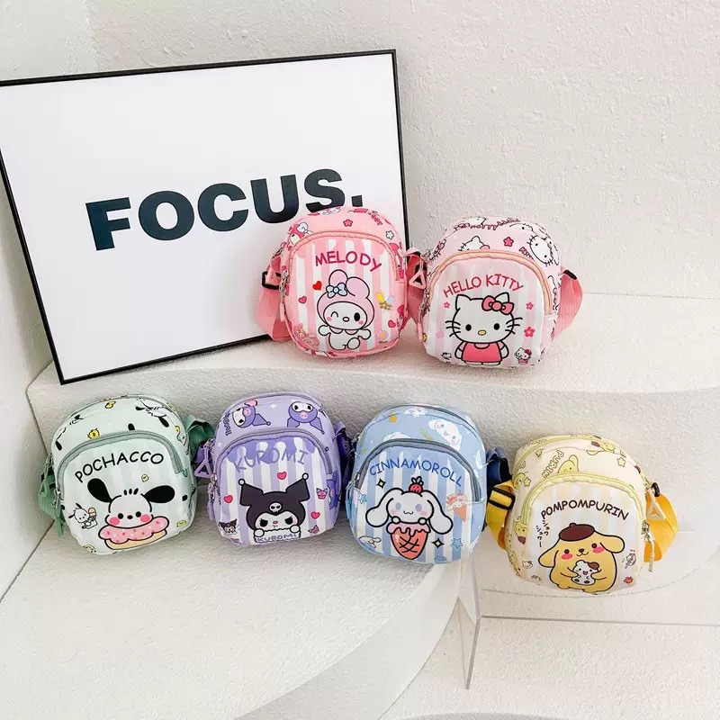 Alwin China RTS Cute Sanrio Cartoon Labubu Kids Crossbody Bags Stitch Kuromi Kapibar Hot Sale