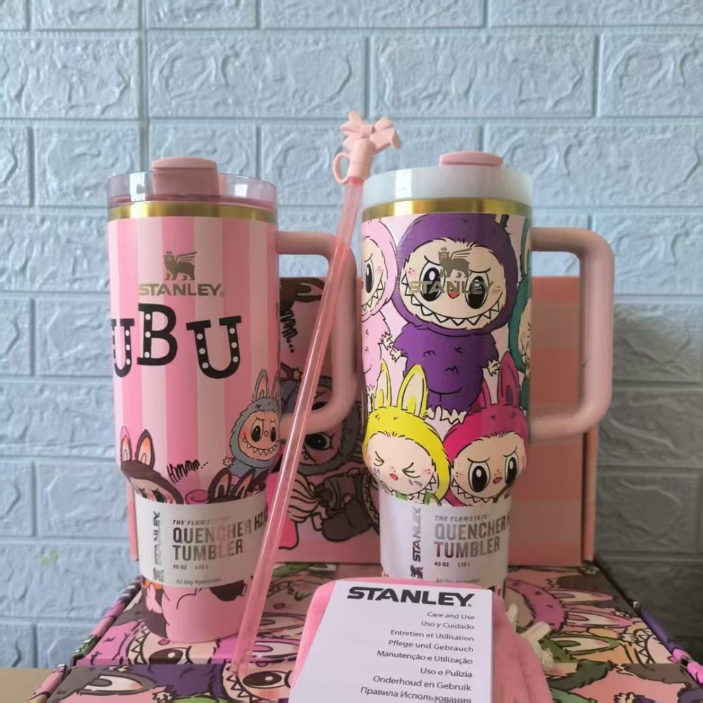 Alwin China RTS New 40oz Labubu Stanley Mug with 3 logos and Gift Box Hot Sale
