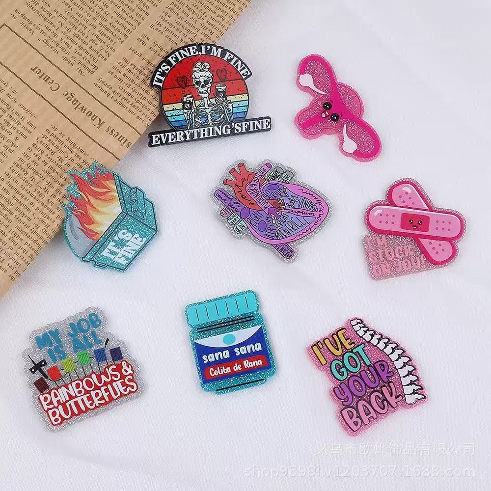 Alwin China RTS New Cartoon Acrylic Flat Backs Cute DIY Patch Pen Bag Accessories Hot Sale Book Marks