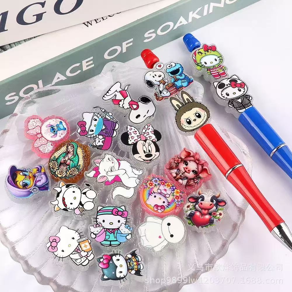 Alwin China RTS New Cartoon Acrylic Flat Backs Cute DIY Patch Pen Bag Accessories Hot Sale Book Marks