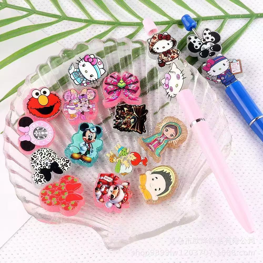 Alwin China RTS New Cartoon Acrylic Flat Backs Cute DIY Patch Pen Bag Accessories Hot Sale Book Marks