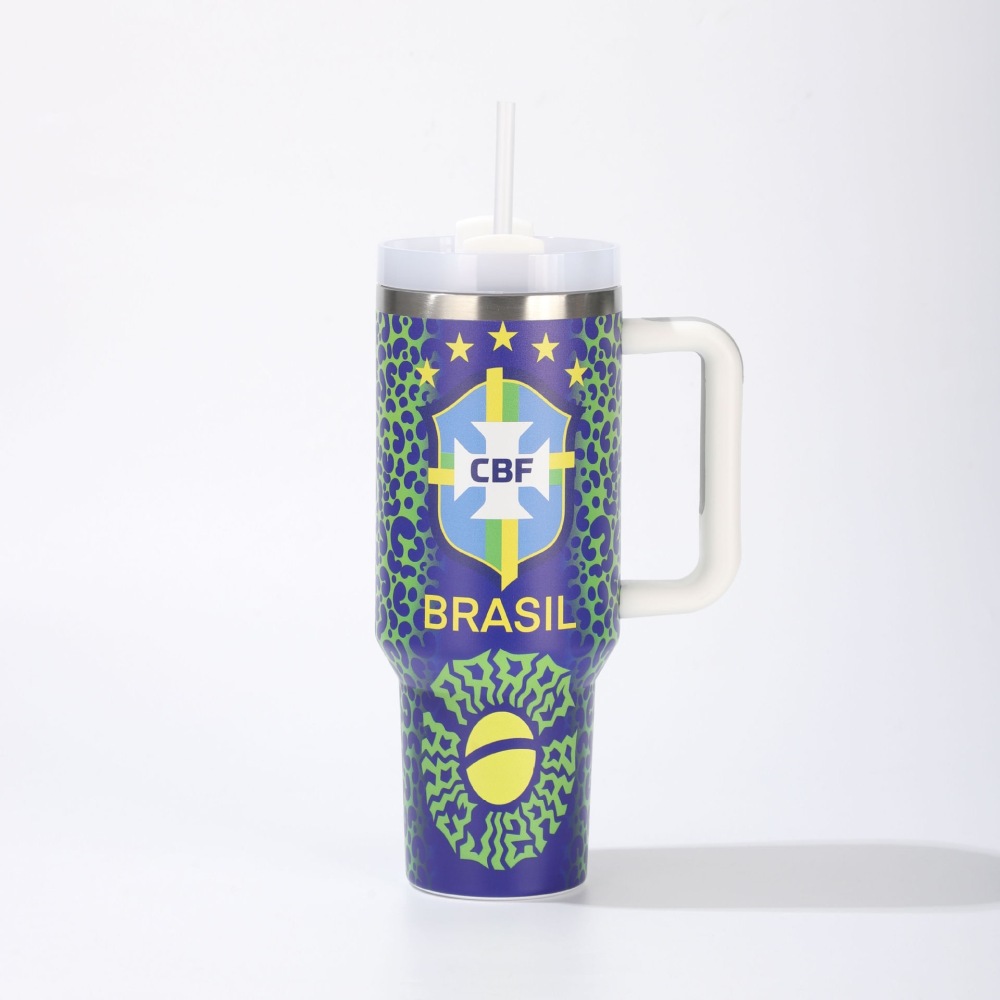 Alwin China RTS World Cup 2026 Edition 40oz Insulated Double TumblerW/Handle & Straw Premium Stainless Steel Hot sale Stanley Soccer
