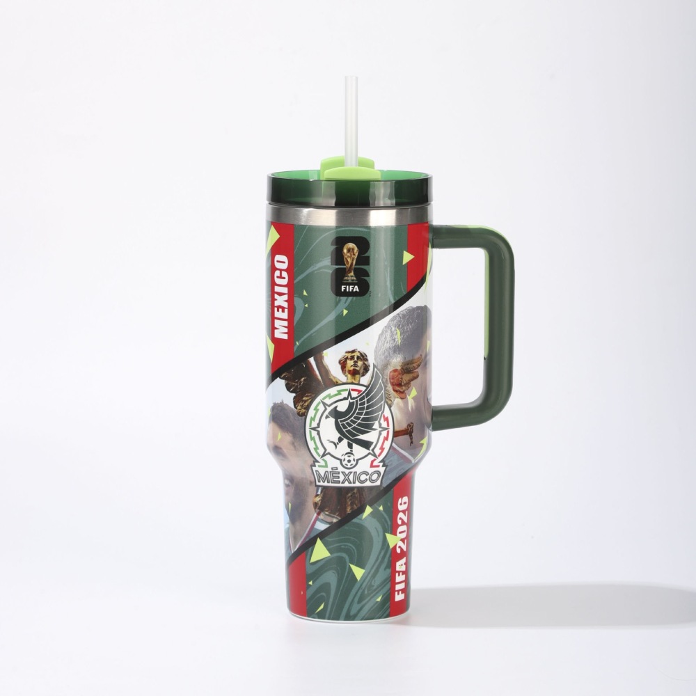 Alwin China RTS World Cup 2026 Edition 40oz Insulated Double TumblerW/Handle & Straw Premium Stainless Steel Hot sale Stanley Soccer