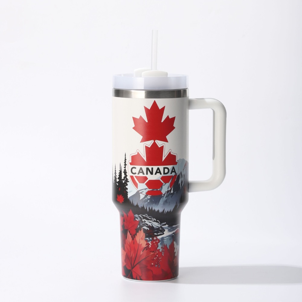 Alwin China RTS World Cup 2026 Edition 40oz Insulated Double TumblerW/Handle & Straw Premium Stainless Steel Hot sale Stanley Soccer