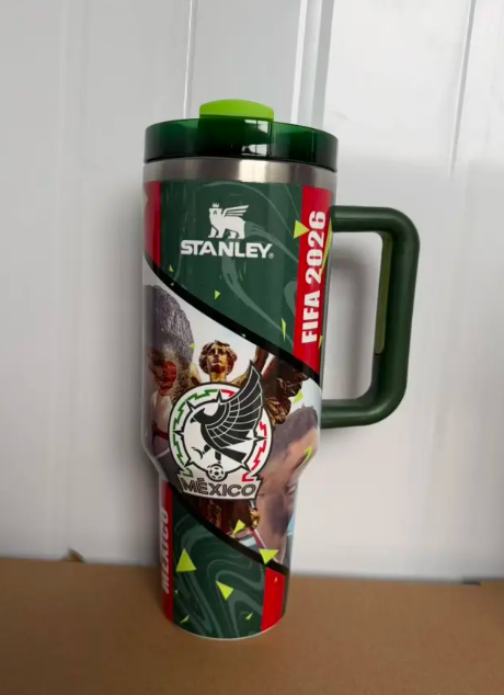 Alwin China RTS World Cup 2026 Edition 40oz Insulated Double TumblerW/Handle & Straw Premium Stainless Steel Hot sale Stanley Soccer