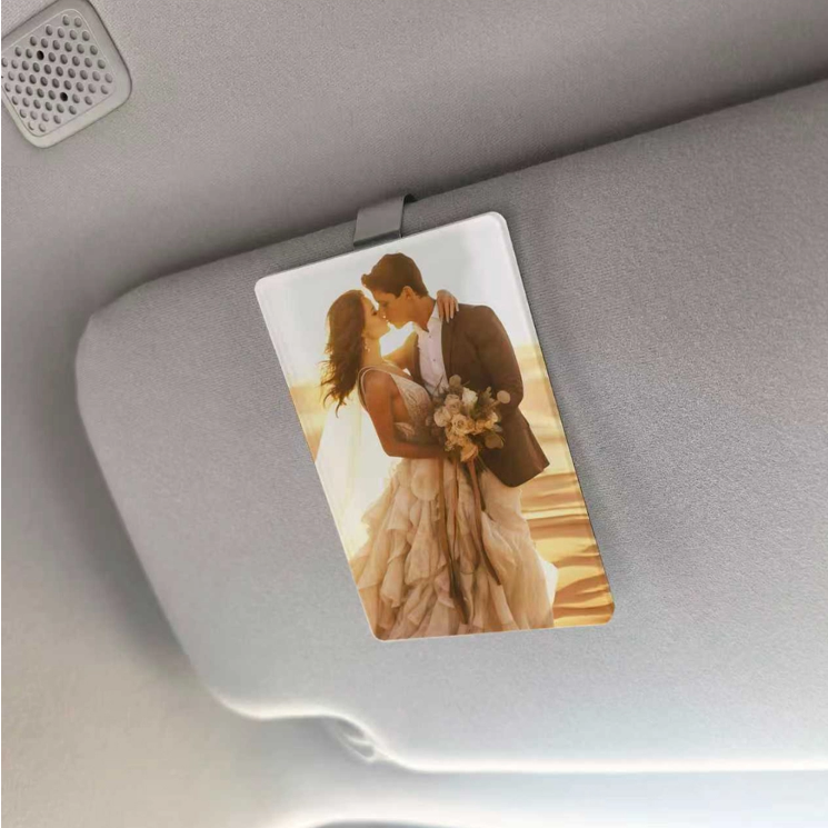 Alwin China RTS Car Visor Photo Clip for Sublimation Blanks Acrylic Sublimation Car Picture Photo Frame Blank with Clips for Easy Display, Suitable for Adding Family orPersonal Photos