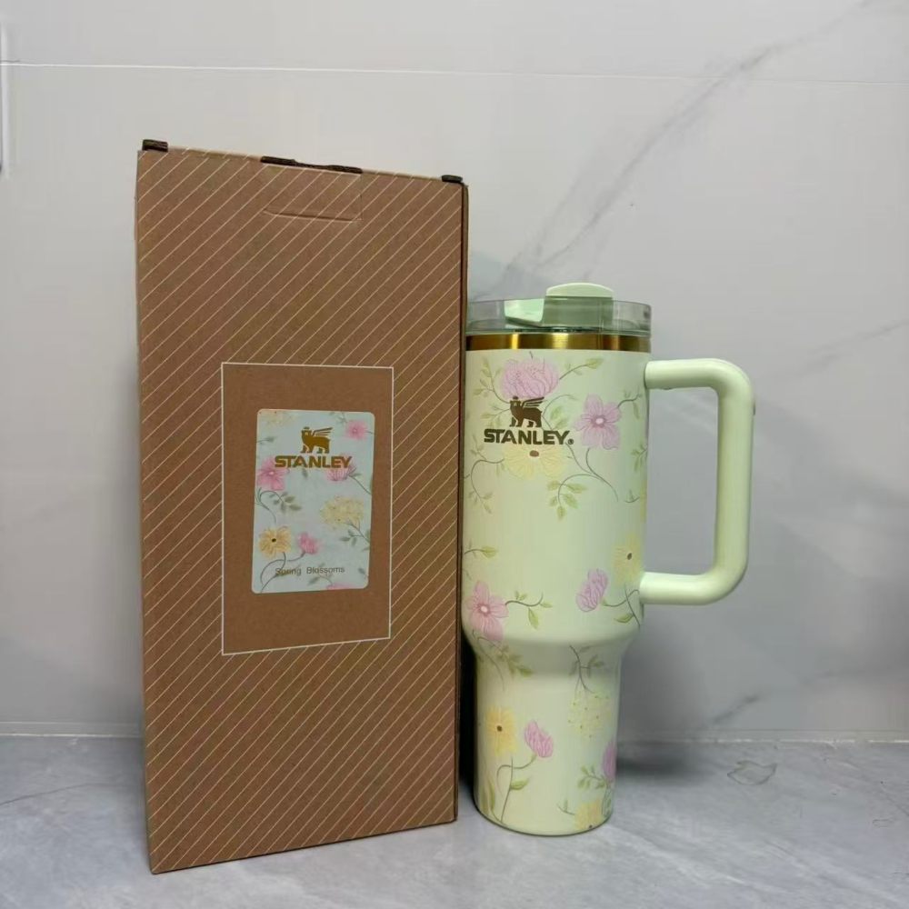 Alwin China RTS 40oz New Flora Stanley Mug with 3 Logo Flower Brown Box