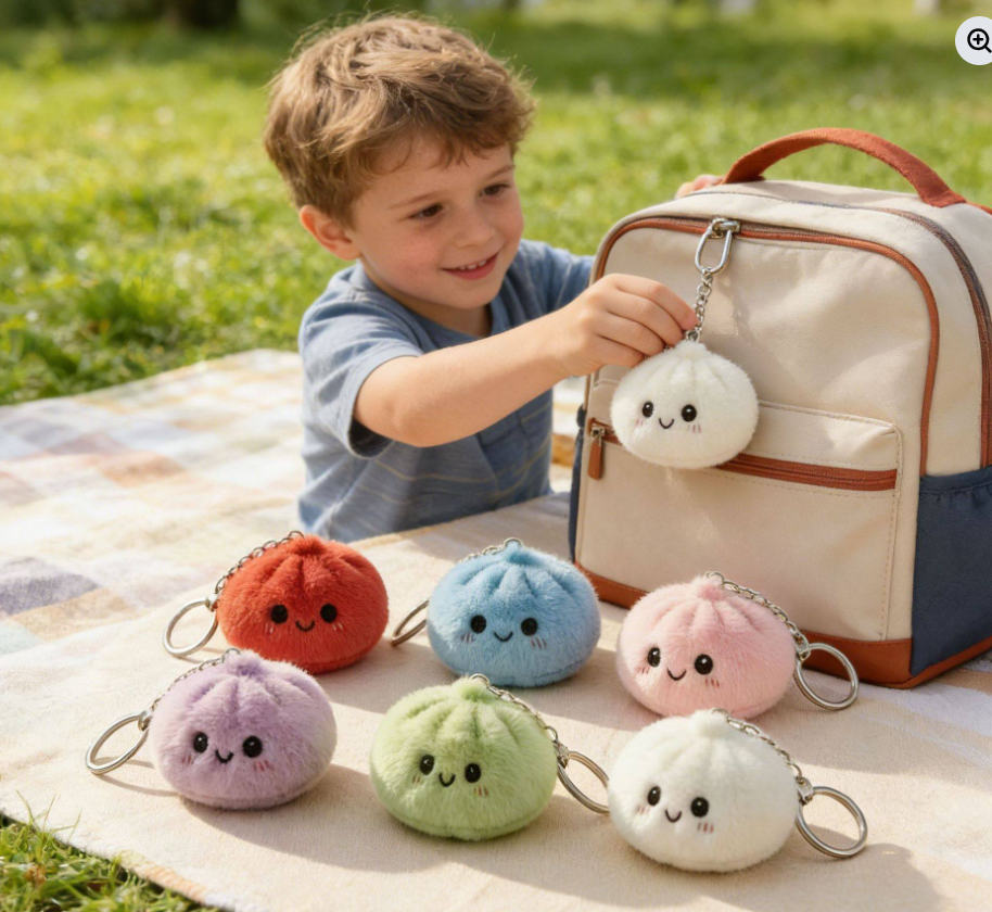 Alwin China RTS New Cute Downy Dumplings Dolls with Box Squishy Keychain Hot Sale