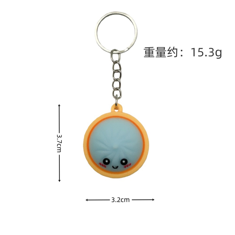 Alwin China RTS New Squishy Press Dumplings Keychain Botton Light Rope Dumpling Keychain