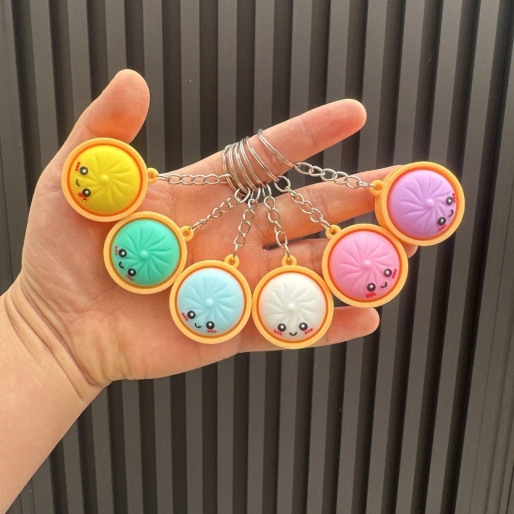 Alwin China RTS New Squishy Press Dumplings Keychain Botton Light Rope Dumpling Keychain