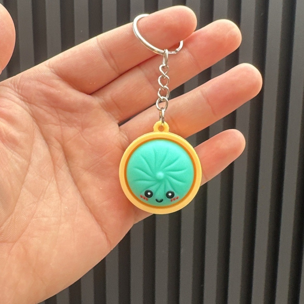 Alwin China RTS New Squishy Press Dumplings Keychain Botton Light Rope Dumpling Keychain